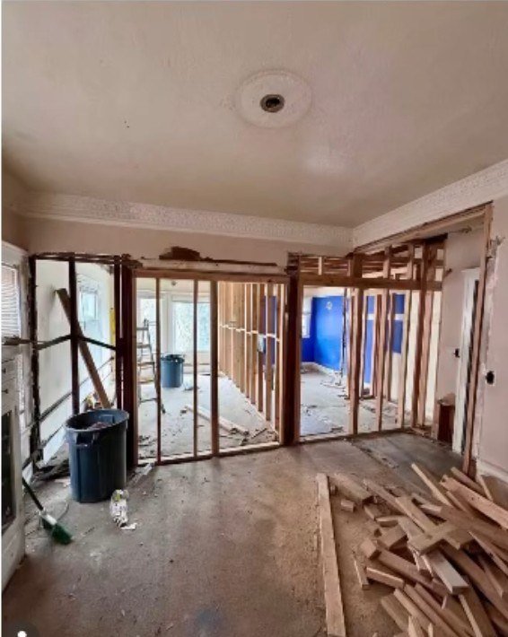 Unit gutted down to the studs during conversion