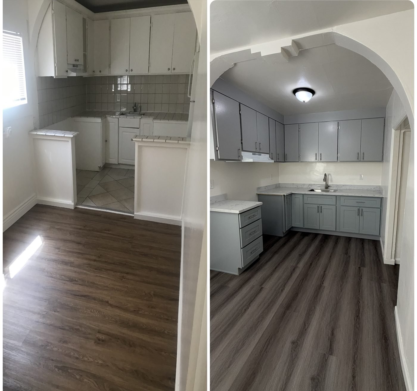 94th Ave kitchen before and after renovation